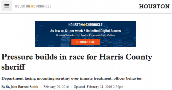 Pressure builds in race for Harris County sheriff