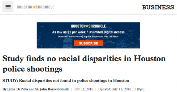 Study finds no racial disparities in Houston police shootings