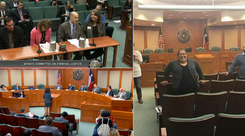 Members of the Texas Criminal Justice Coalition team testifying during the 2019 Texas Legislative Session