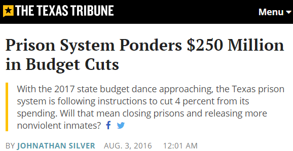 Prison System Ponders $250 Million in Budget Cuts