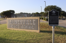 Entry sign of Gainsville State School, one of Texas' remaining youth prisons. Photo via Paul Flahive / TPR